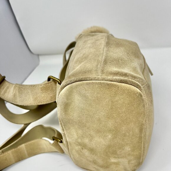 UGG Australia Suede Shearlling Mini Drawstring Backpack. - Picture 12 of 14